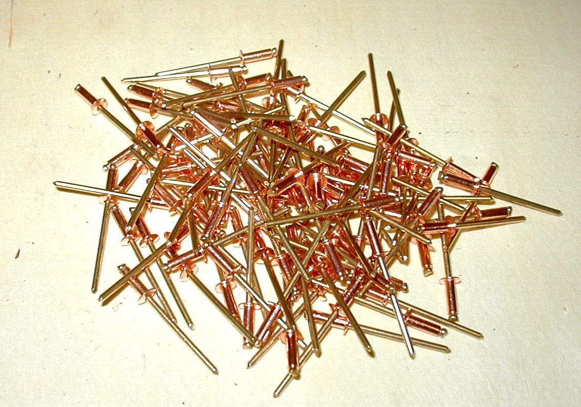 Coper Pop Rivet Box of 100 Solid Copper Pop Rivets - 1/8