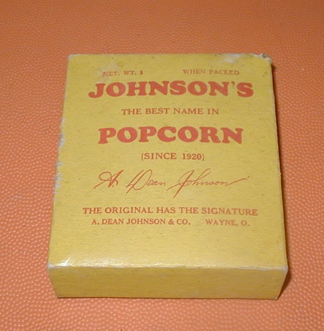Johnson's Popcorn Vintage Box Old Store Stock Etsy