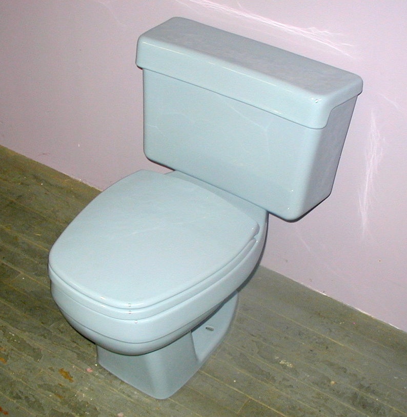 Eljer Blue Toilet Vintage Bathroom With Seat Rectangular Bowl Etsy