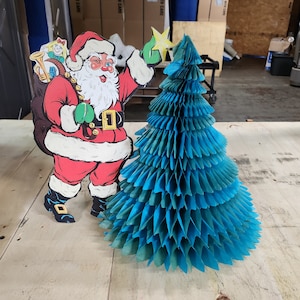 Santa Claus Christmas Tree vintage paper decoration very rare holiday