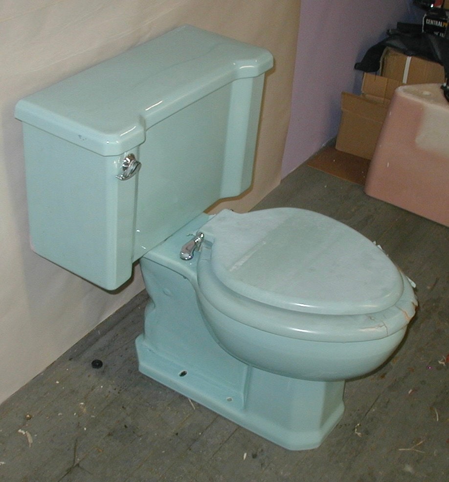 Turquoise Robin's Egg Blue Toilet Vintage Original Etsy