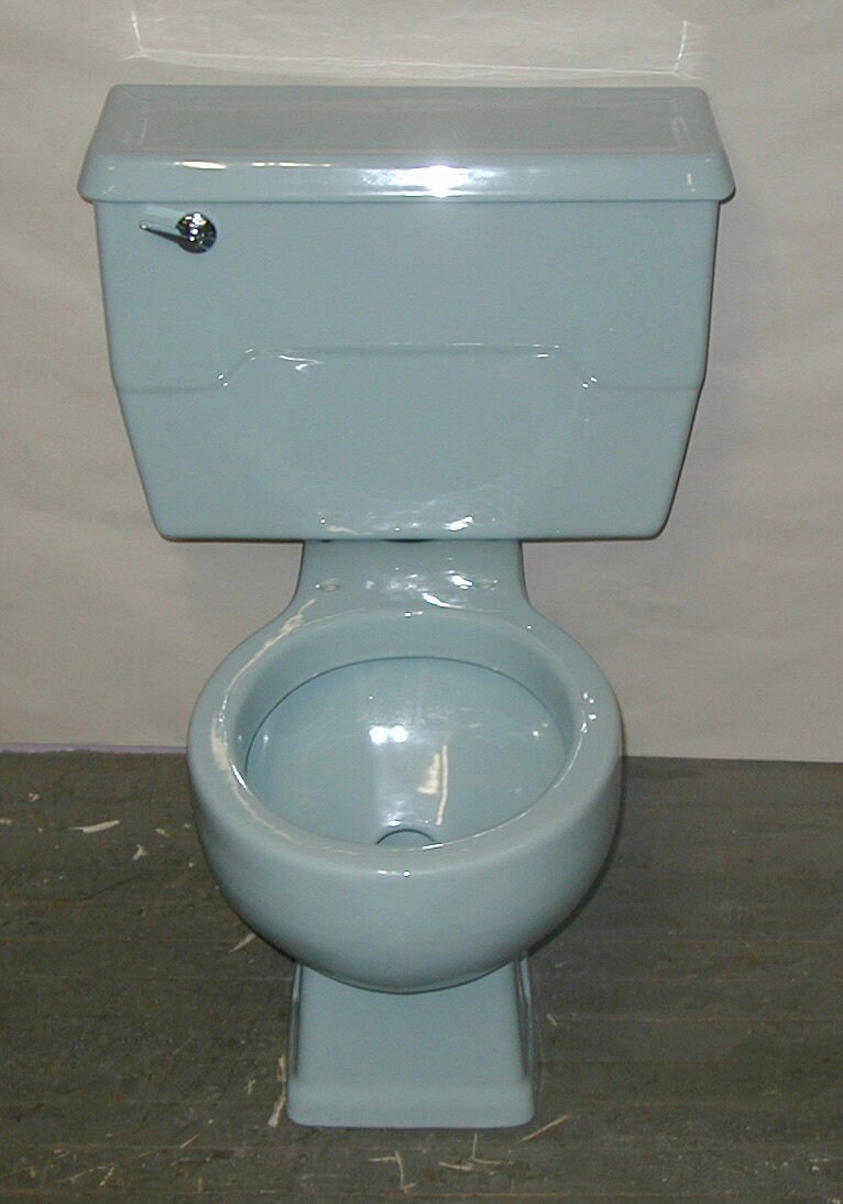 Blue Bathroom Toilet Vintage Original Etsy