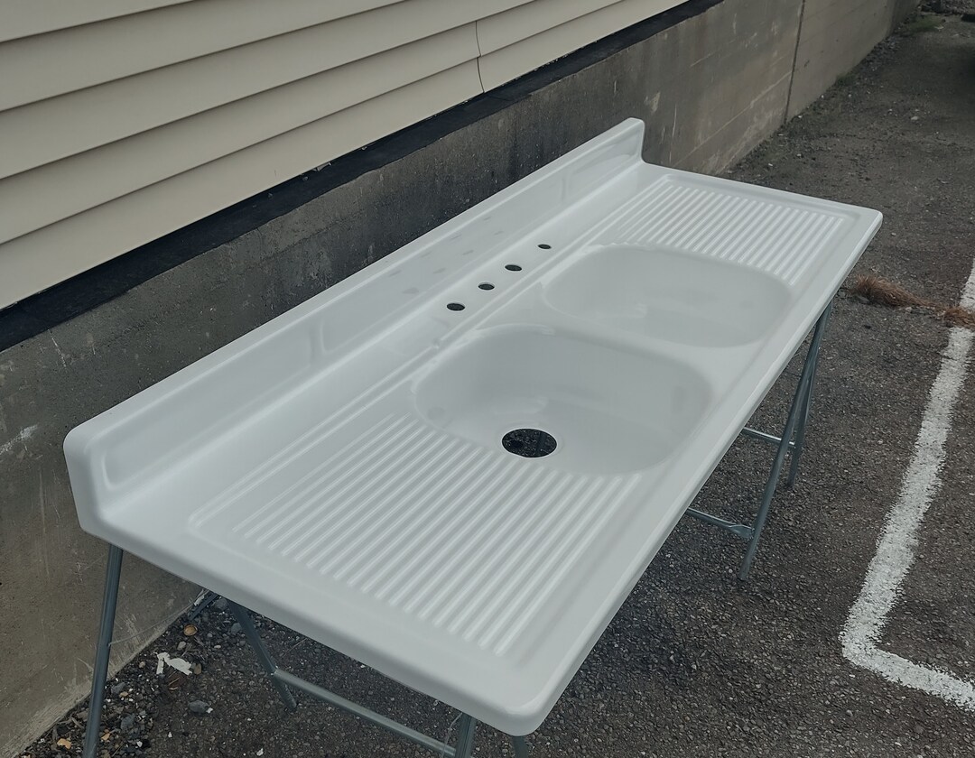 Youngstown Kitchen Sink Double Basin With Drainboards Vintage 51/2