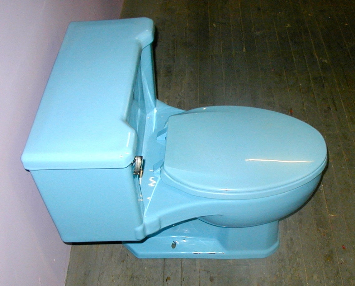 Kohler Bright Blue 1 Piece Vintage Toilet Bathroom Fixture Etsy