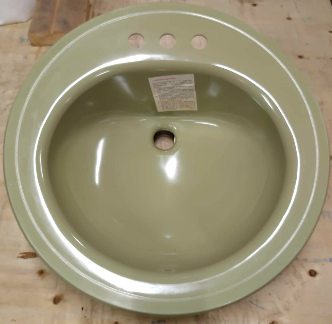 Olive Green Bathroom Sink Vintage Original NOS Old Stock Brand New Etsy