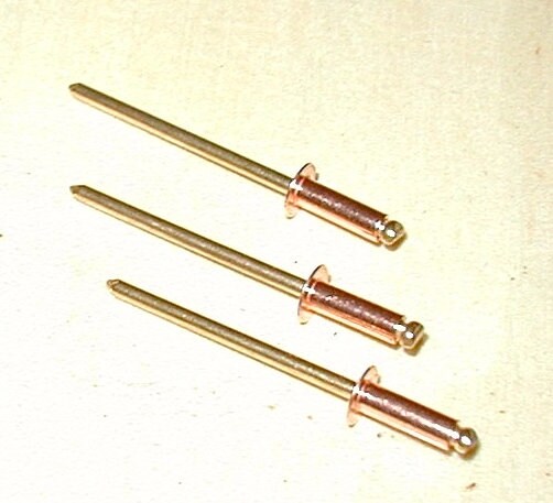 Coper Pop Rivet Box of 100 Solid Copper Pop Rivets - 1/8