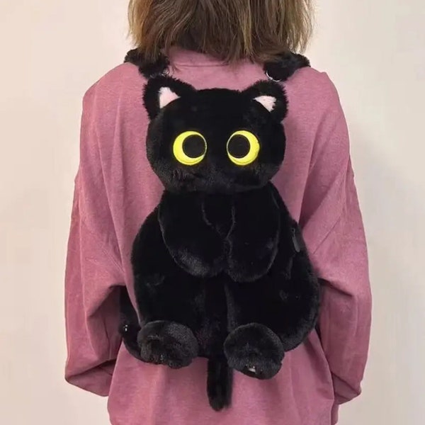 Kawaii Plush Big Eyes Cat Backpack Cute Large-capacity Stuffed Animals Bag Gifts