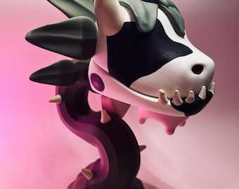 The Sims cow plant desk figure. Partially hand painted. Large 13” 3D printed. Fan art.