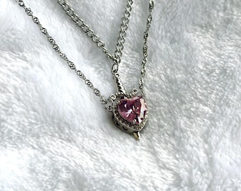 Heart and Sword Couples necklace, stainless steel, 18k gold plated, Valentine’s Day, anniversary, gift for her,
