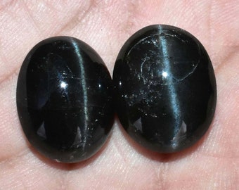 2 Pcs 39 Cts Natural Black Spectrolite Gemstone, Spectrolite Cabochons Semi Precious Handcraft Polished For Jewelry, 16X12 To 16X12 mm Rz-01