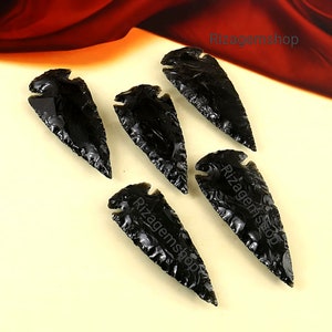Hand Knapped Black Obsidian Arrowhead: Crystal Athame, Custom Hunting Tool
