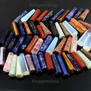 100 Pcs Crystal Pencil Points: Mixed Gemstone Wands, Healing Stones