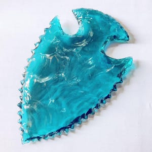 Crystal Sharp Points Arrowhead, Crystal Large Sky Blue, Red, Dark Blue, And Green Arrowhead Hand Crafted Obsidian Arrowhead 5.5&quot; Inches