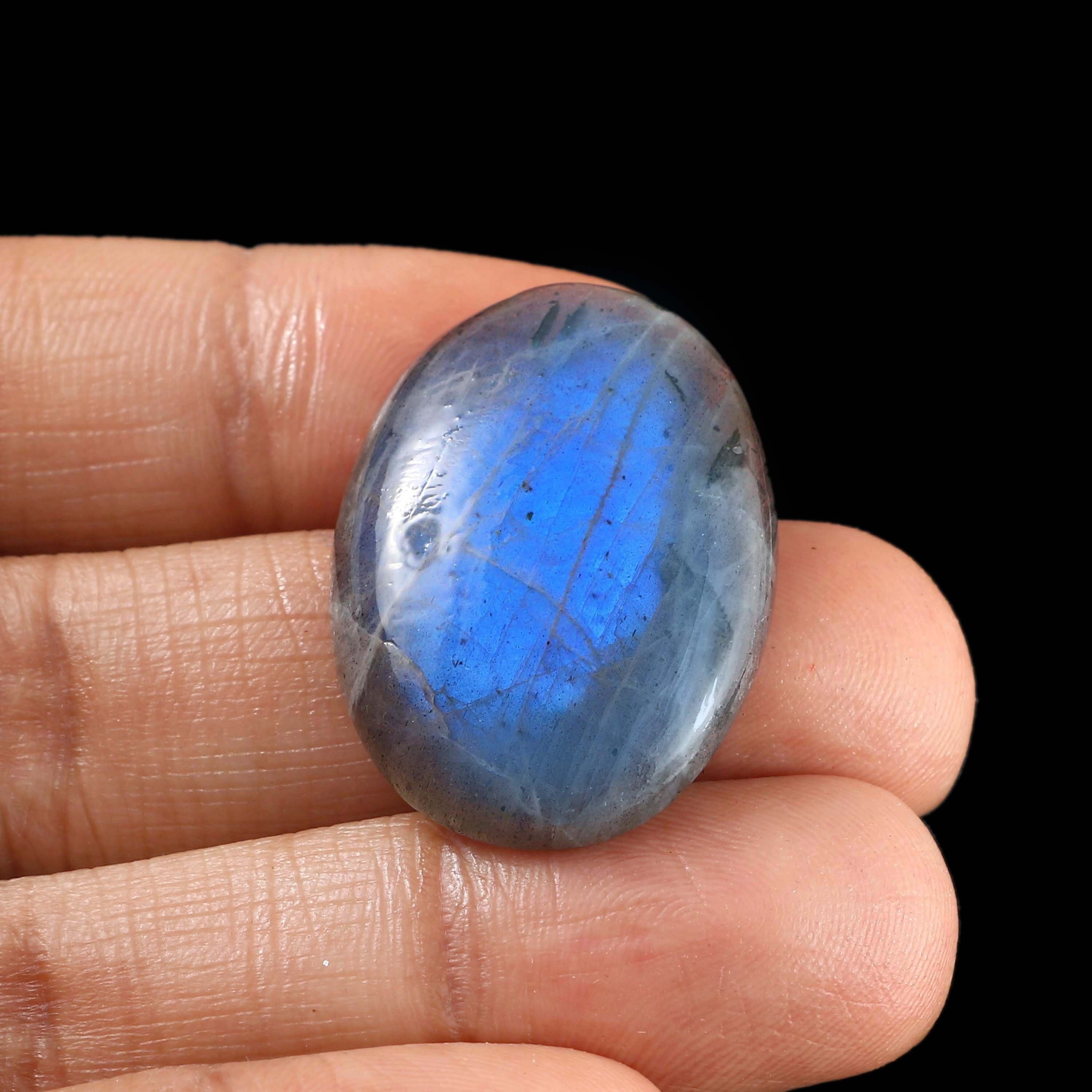 Rare Blue Labradorite Spectrolite Cabochon: Handcraft Loose Stone, 41 Ct (30X20Xmm)