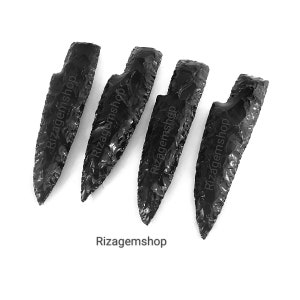 Hand Knapped Black Obsidian Knife: Volcanic Glass Athame, 5.5&quot;