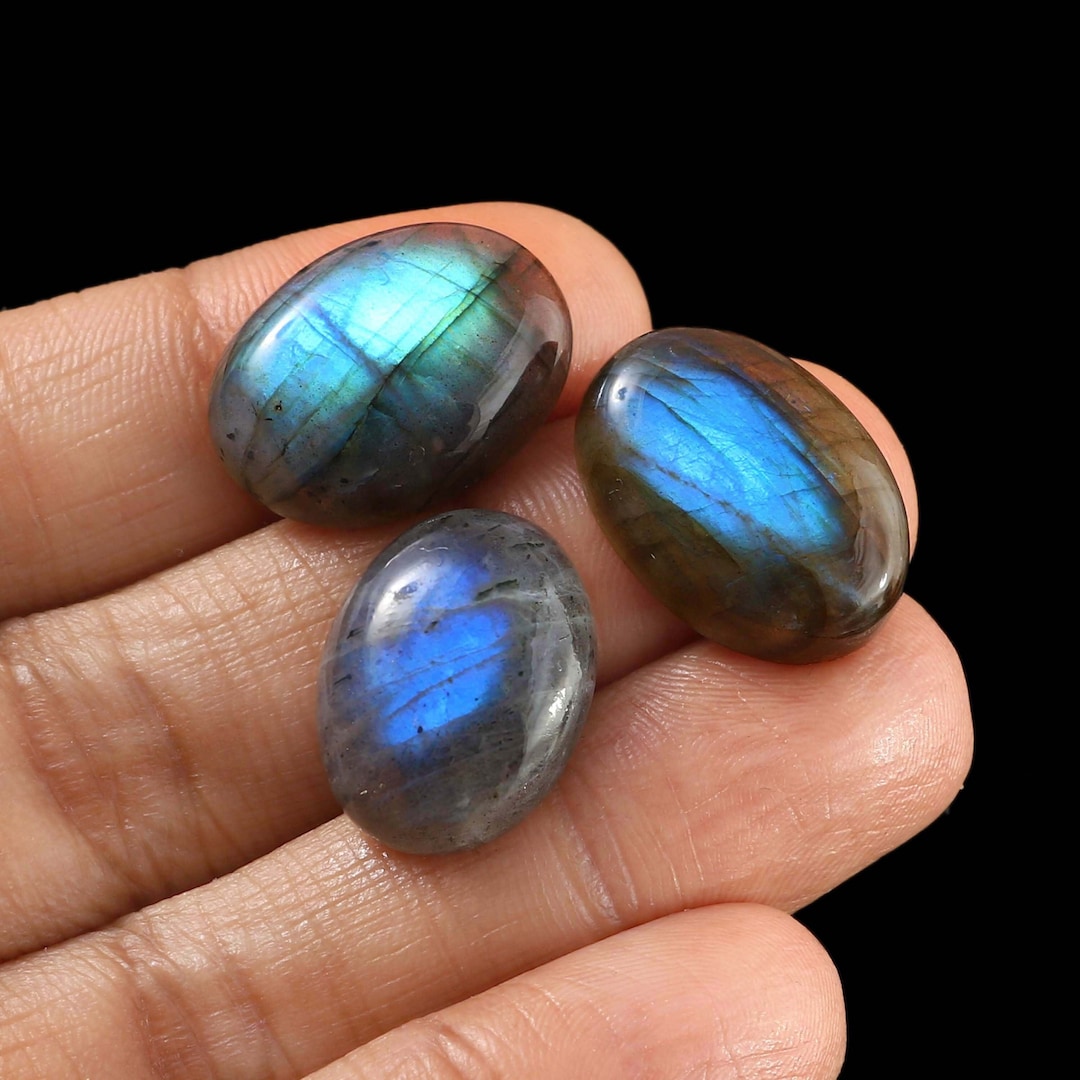 3 Pics 51 Ct Natural Blue Fire Labradorite Gemstone, Labradorite ...