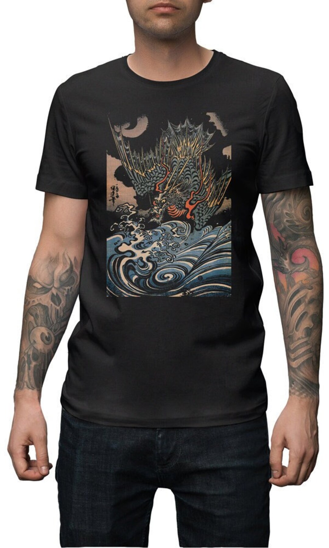 Japanese Art Tshirt Utagawa Kuniyoshi Dragon Unisex Etsy