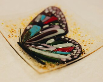 Fused glass decorative plate "Butterfly"