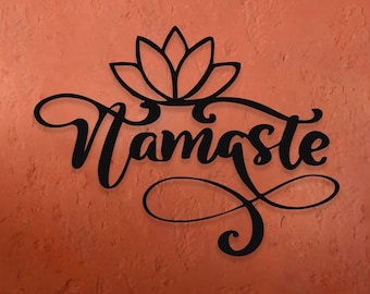 Arte mural metálico Namaste Lotus, decoración para meditación y yoga