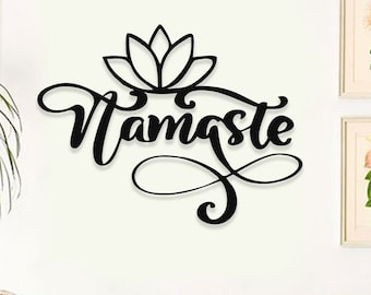 Namaste Lotus Metallwandkunst, Namaste Lotus Metallwanddekor, Namaste Metallschild, Lotus Metallwandkunst, Geschenke für Frauen, Lotusblumenwandkunst