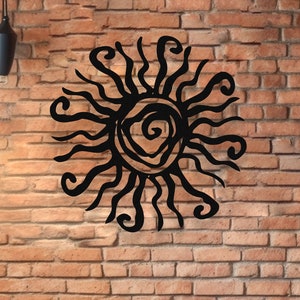 Wacky Sun Metal Wall Art, metalen wanddecoratie, spiraal zon metalen muur kunst, wandkleden, huisdecoratie, tuin muur kunst, open haard metalen decor