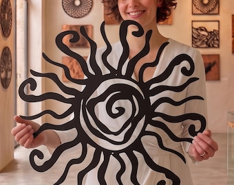 Spiral Sun Metal Wall Art, Whimsical Home & Garden Decor