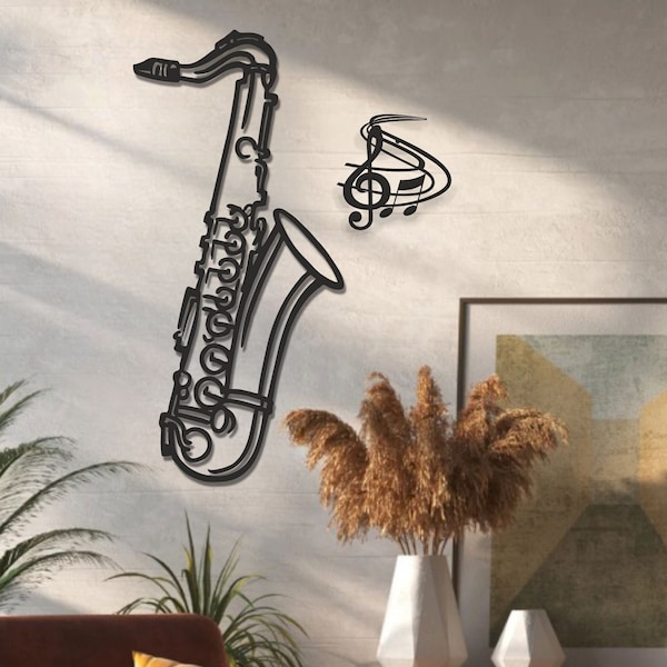 Saxophone Metal Wall Art, Jazz Music instrument  Metal Wall Sign ,Saxophone Wall Decor, Classical Music Wall Decor, Best Musician gift