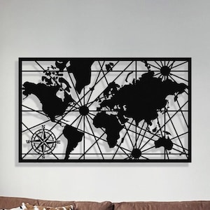 Décoration murale carte du monde en métal, carte du monde en métal, Grande décoration murale en métal, Décoration de bureau, Décoration de maison, Décoration de carte du monde