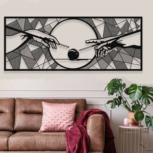 Creation of Adam Metal Wall Art, Jesus & God Home Decor, Michelangelo&#39;s Wall Art, Unique Father&#39;s Day Gift, Christ Billiards Art,Best Gift