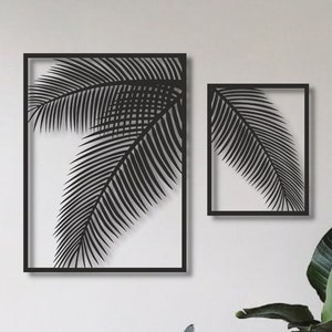 Palm Tree Metal Wall Art, Coastal House Sign Metal Panel Wall Art, Palm Tree in The Nature With Branches Home Panel, Home Gift, Two Pieces