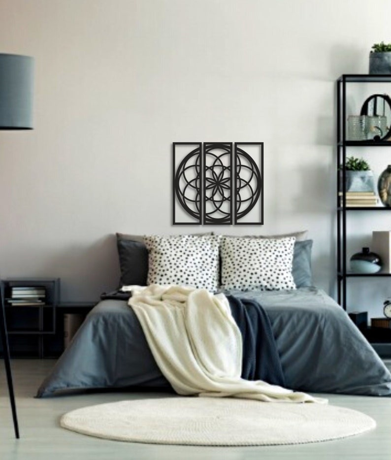 3 Pieces Mandala Minimal Wall Art, Metal Wall Art, 3 Pieces Wall shops Art, Housewarming Gift, Home Decor, Above Bed Decor, Wall Hanging, Zen Deco