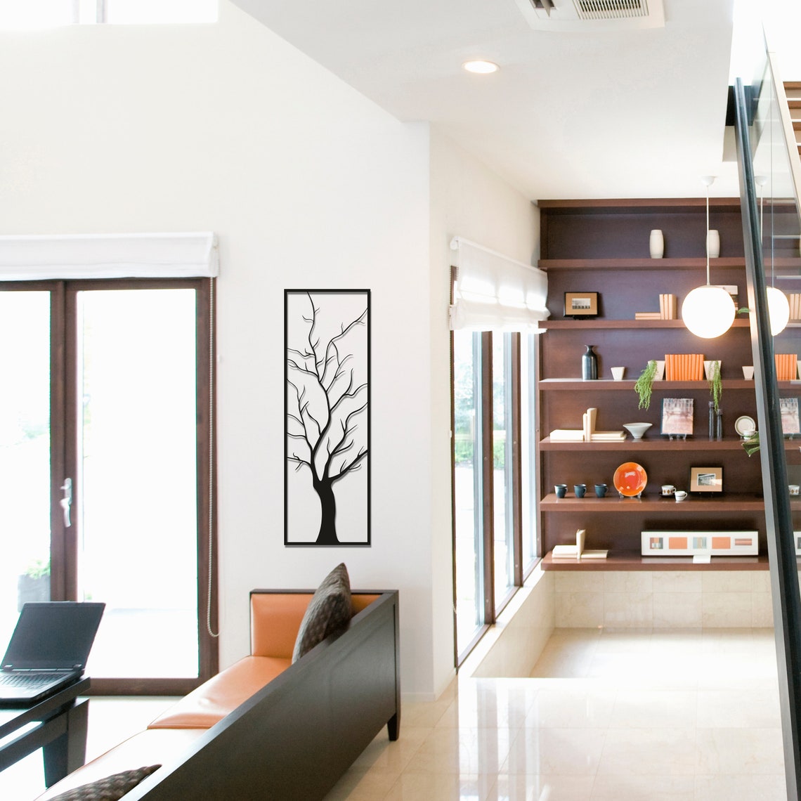 Tree Metal Wall Art Long Wall Decor Vertical Wall Decor Etsy