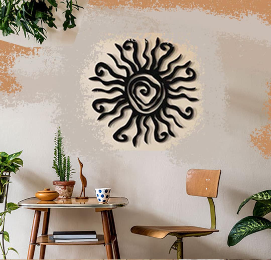Wacky Sun Metal Wall Art Metal Wall Decor Spiral Black Metal Etsy