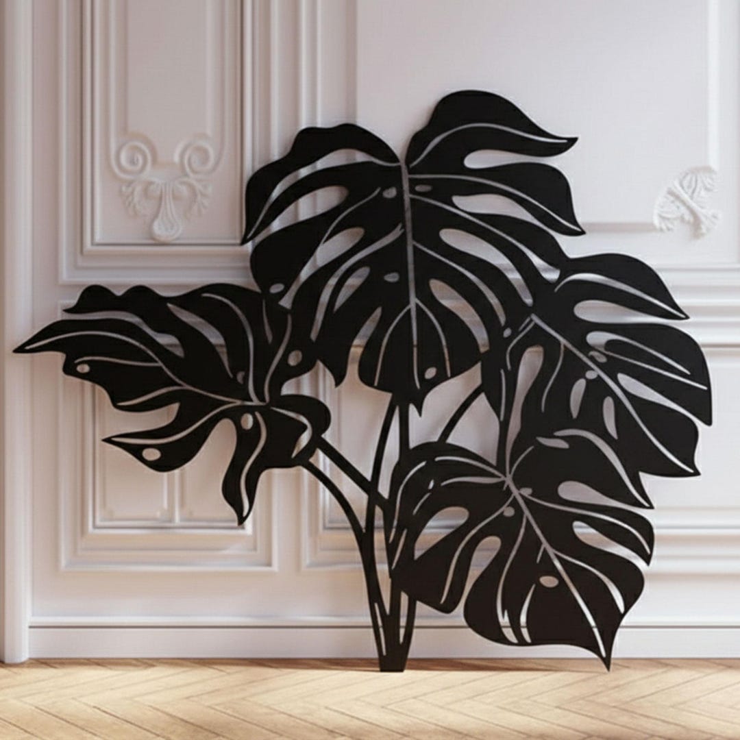 Monstera Leaf Metal Wall Art - Large Floral Tropical Decor, Boho Home ...