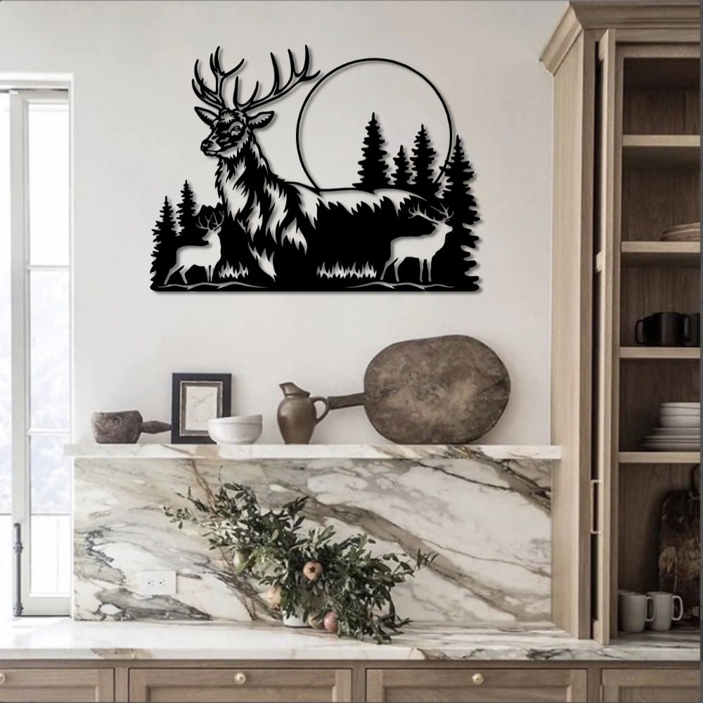 Deer and Forest Metal Wall Art Deer and Forest Metal Wall Etsy