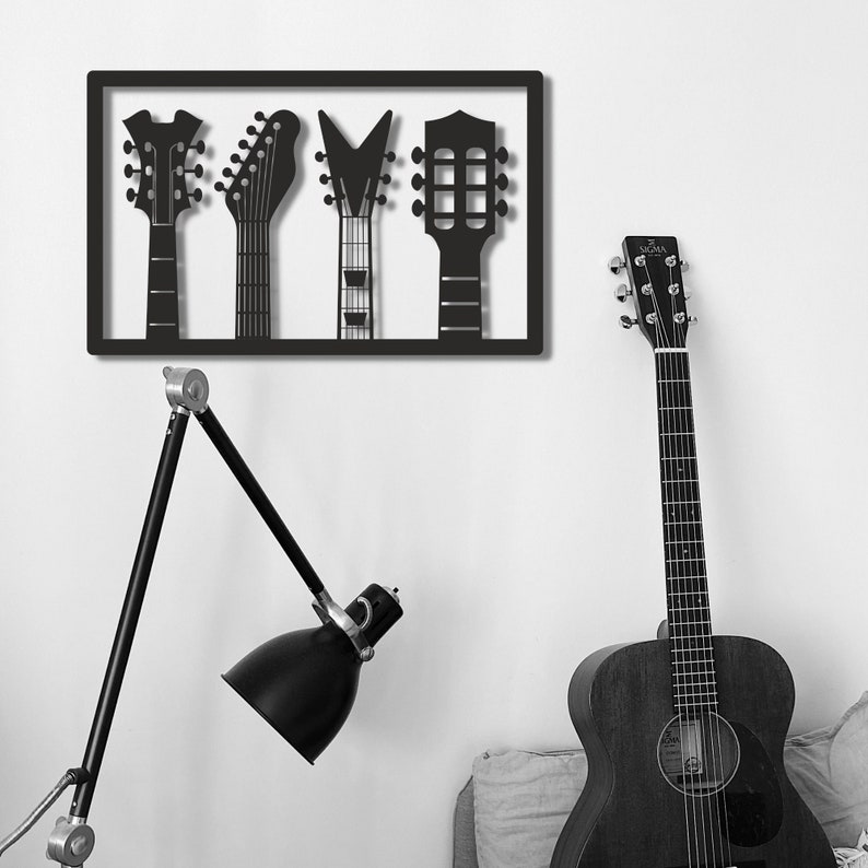 Guitar Metal Wall Art Metal Wall Decor Home Decoration Etsy