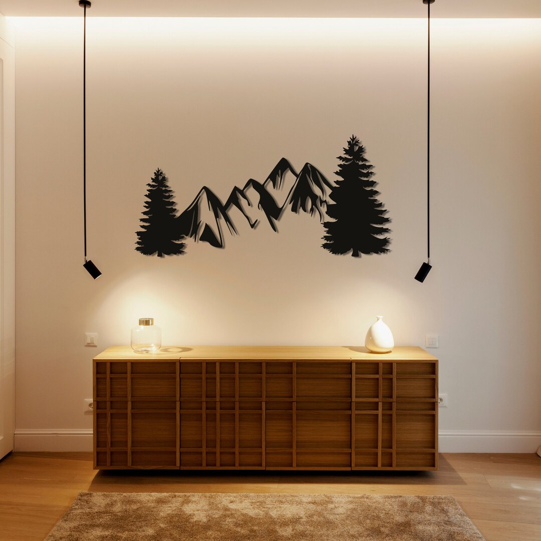 Mountain Metal Wall Art Forest and Mountain Metatal Wall Etsy