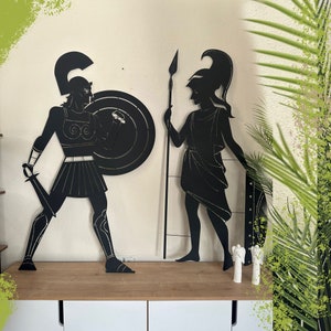 Achilles And Hector Metal Wall Art Set, Greek Mythology Decor, Trojan War Hero Sculpture For Home, Gift For History And Iliad Fans