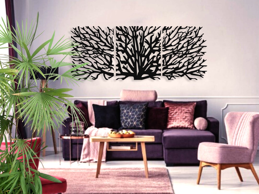 3 Pieces Big and Large Tree Metal Wall Art, Home Wall Art,living Room ...