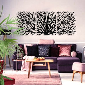 3 Pieces Big and Large Tree Metal Wall Art, Home Wall Art,Living Room Decoration, Unique Tree of Life Wall Decor,Living Room Decor,Gifts Him