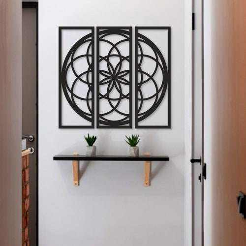 3 Pieces Mandala Minimal Wall Art, Metal Wall Art, 3 Pieces Wall shops Art, Housewarming Gift, Home Decor, Above Bed Decor, Wall Hanging, Zen Deco