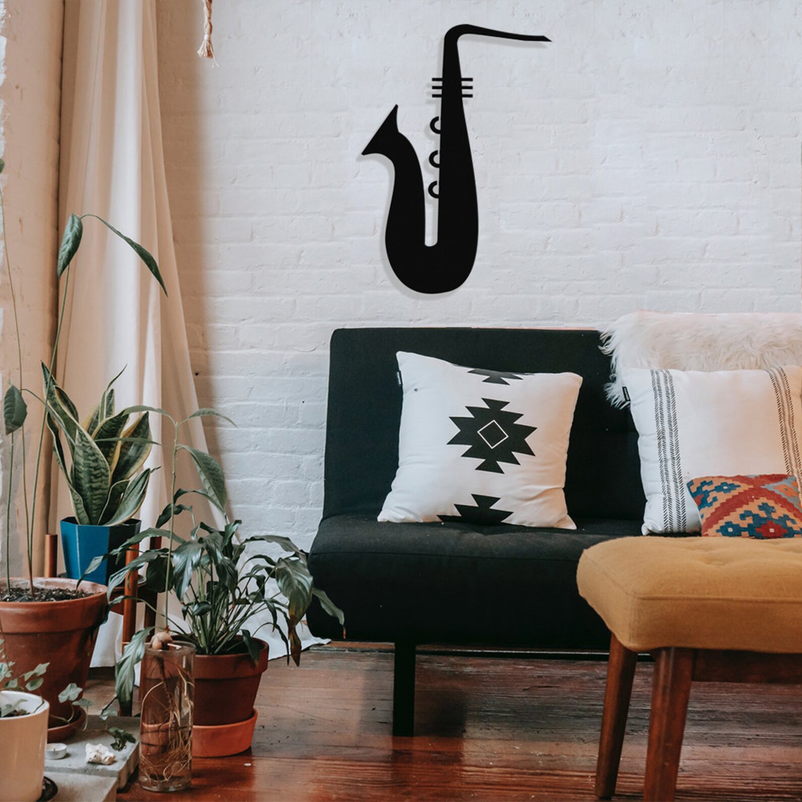 Music and Saxophone Design Metal Wall Decor Kitchen Wall Etsy