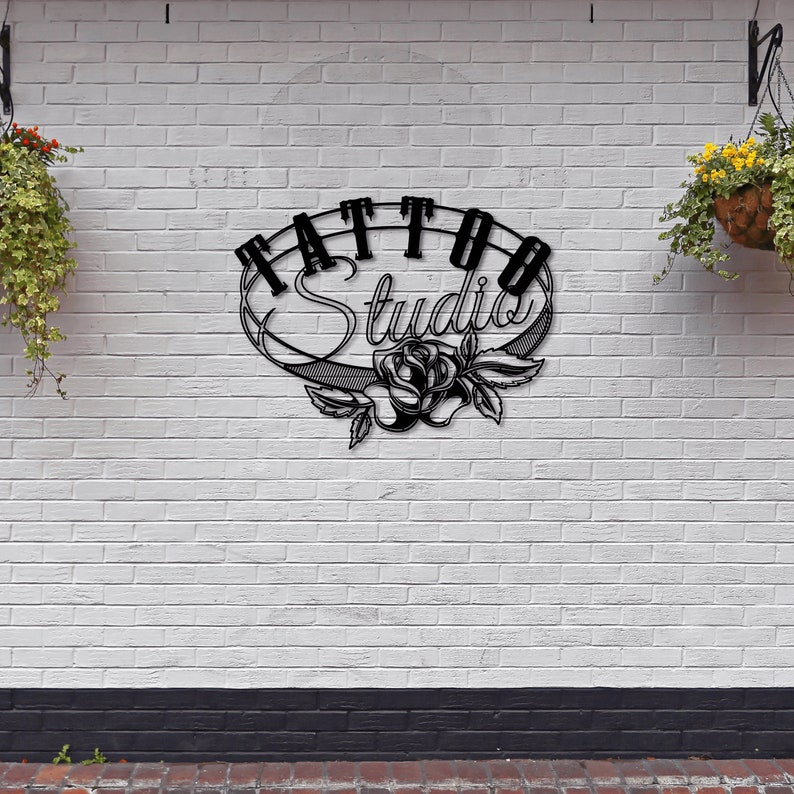 Personalized Tattoo Shop Wall Art Monogram Metal Sign - Gift For Tattoo Lover main image 0