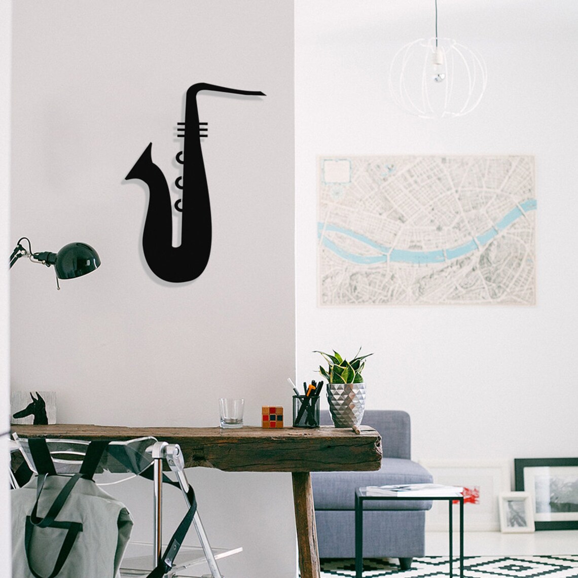 Music and Saxophone Design Metal Wall Decor Kitchen Wall Etsy