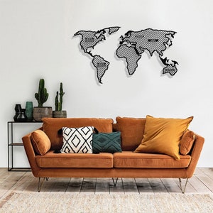 World Map Metal Wall Decor Continent Name, Home Wall Decor, Office ...