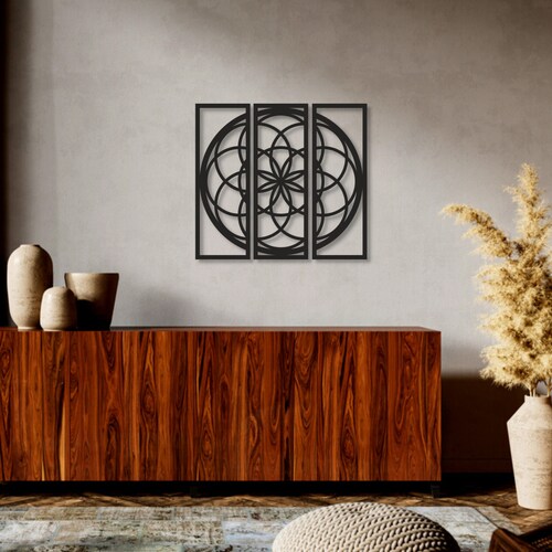 3 Pieces Mandala Minimal Wall Art, Metal Wall Art, 3 Pieces Wall shops Art, Housewarming Gift, Home Decor, Above Bed Decor, Wall Hanging, Zen Deco