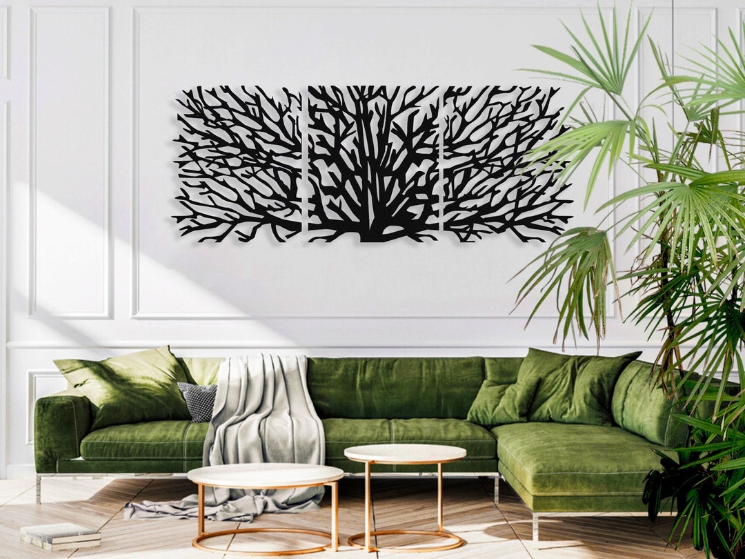 3 Pieces Big and Large Tree Metal Wall Art, Home Wall Art,living Room ...
