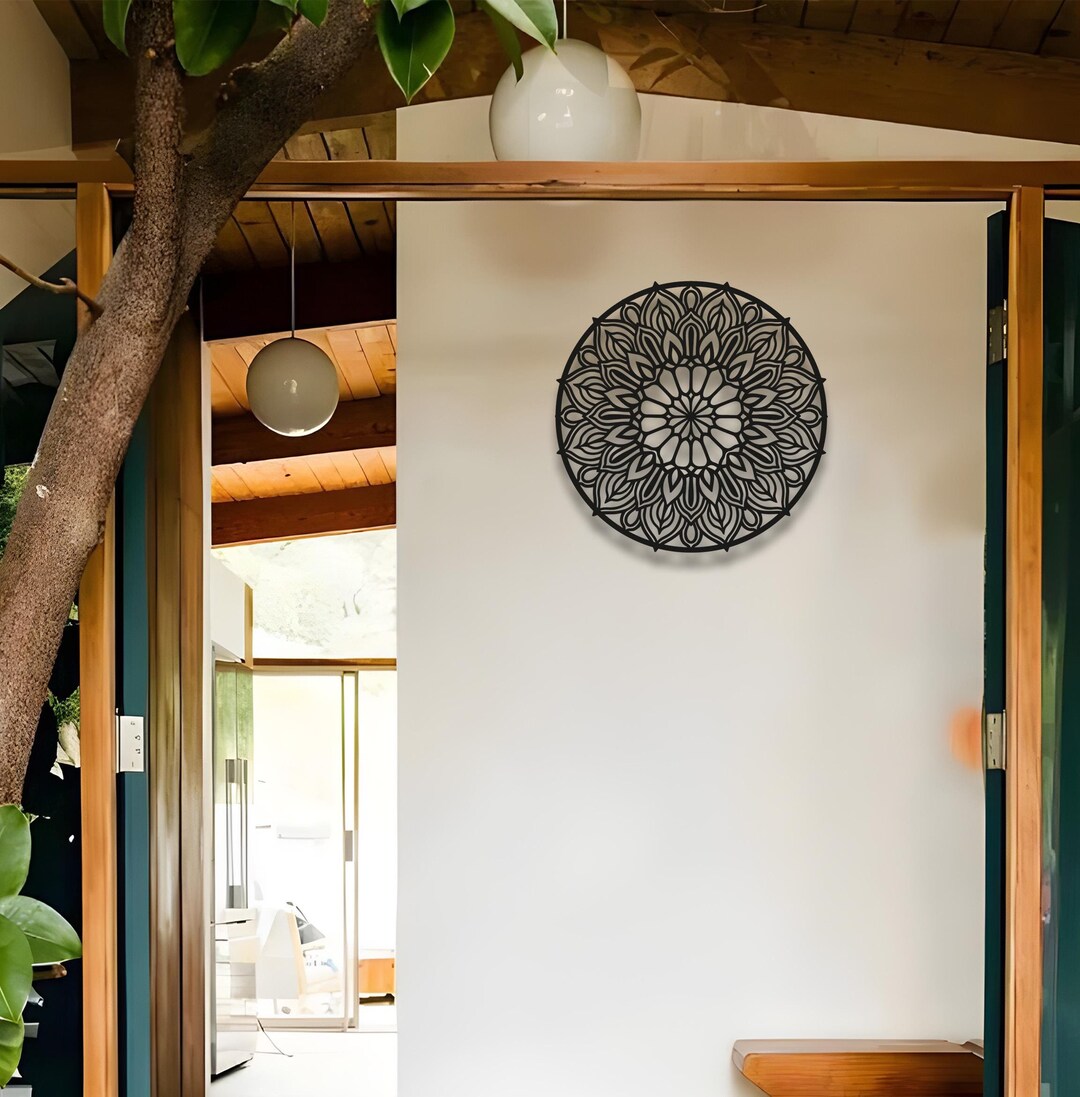 Mandala Metal Wall Art, Black Metal Decor for Living Room or Bedroom ...