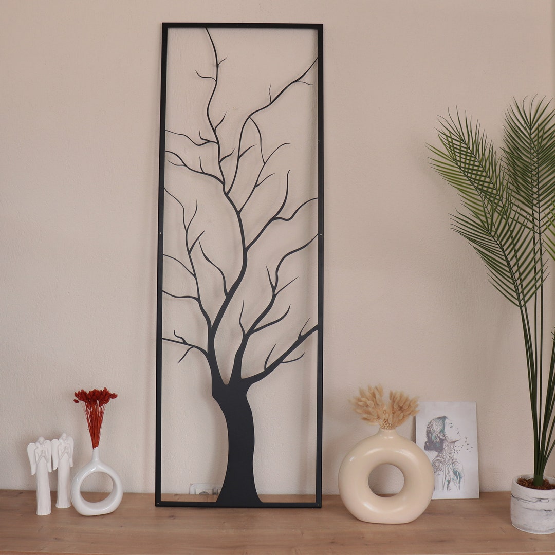 Vertical Tree Metal Wall Art, Fire Place Vertical Metal Wall Art,rustic