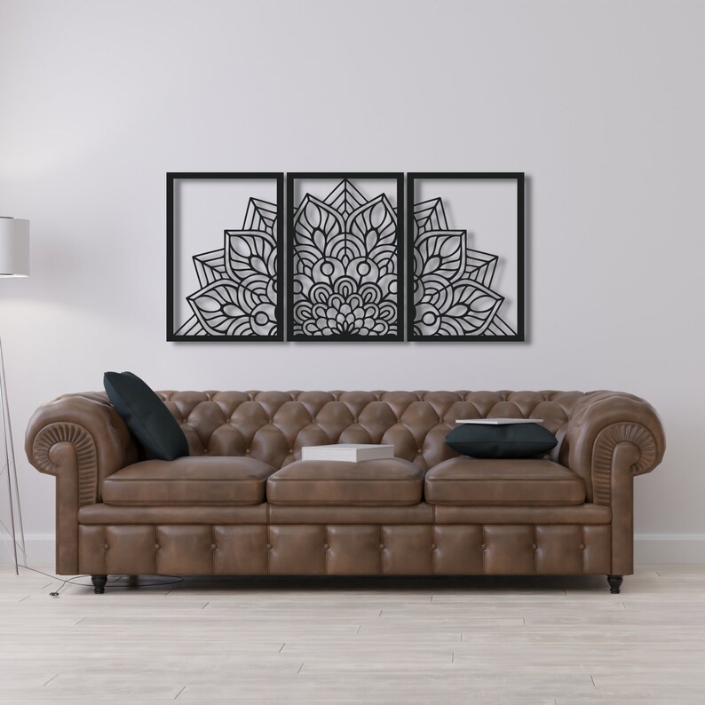 Mandala Wandkunst Auf Leinwand – 3-teilig, Grün, Boho-Stil Mit Lotusblumen Für Wohnzimmer & Bad